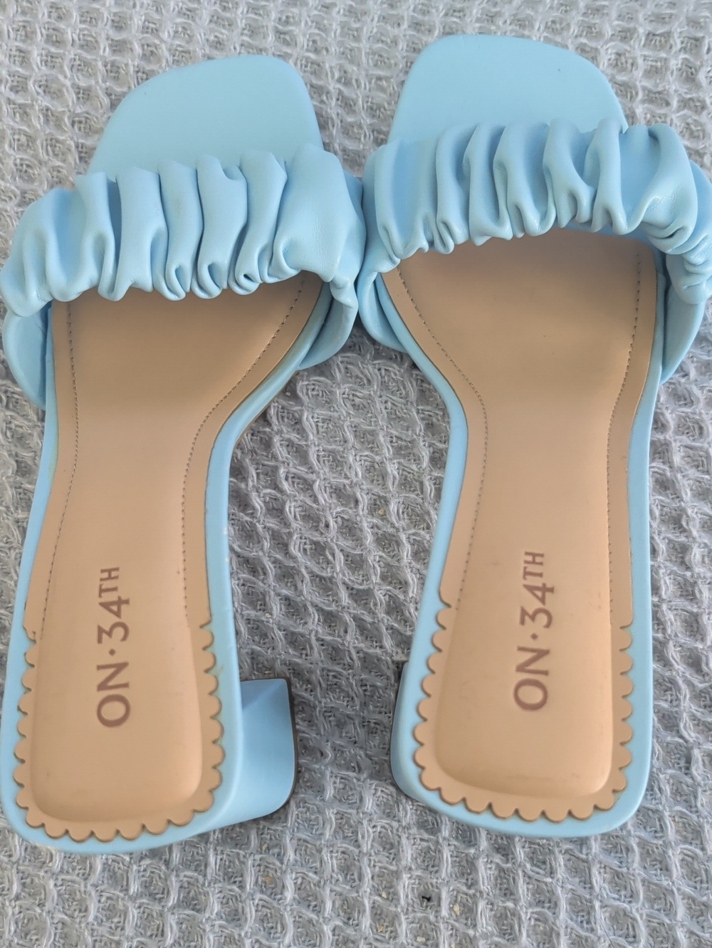 On 34th New W/O Tags Light Blue Ruched Slide Sandals